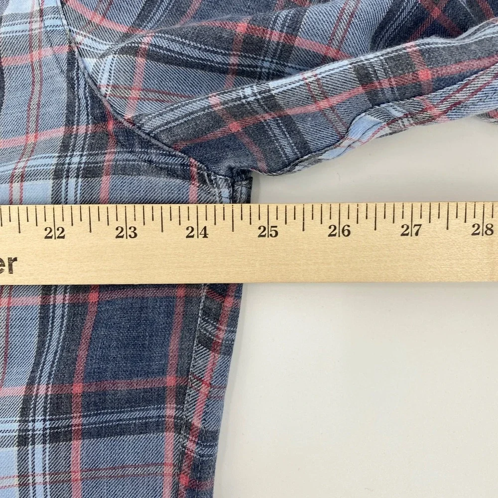 NEW Flag Anthem Plaid Flannel Shirt Mens Extra Large Blue Red Fall Americana